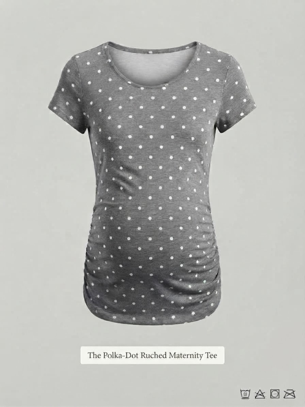 Polka-Dot Ruched Maternity Tee - Gray/White